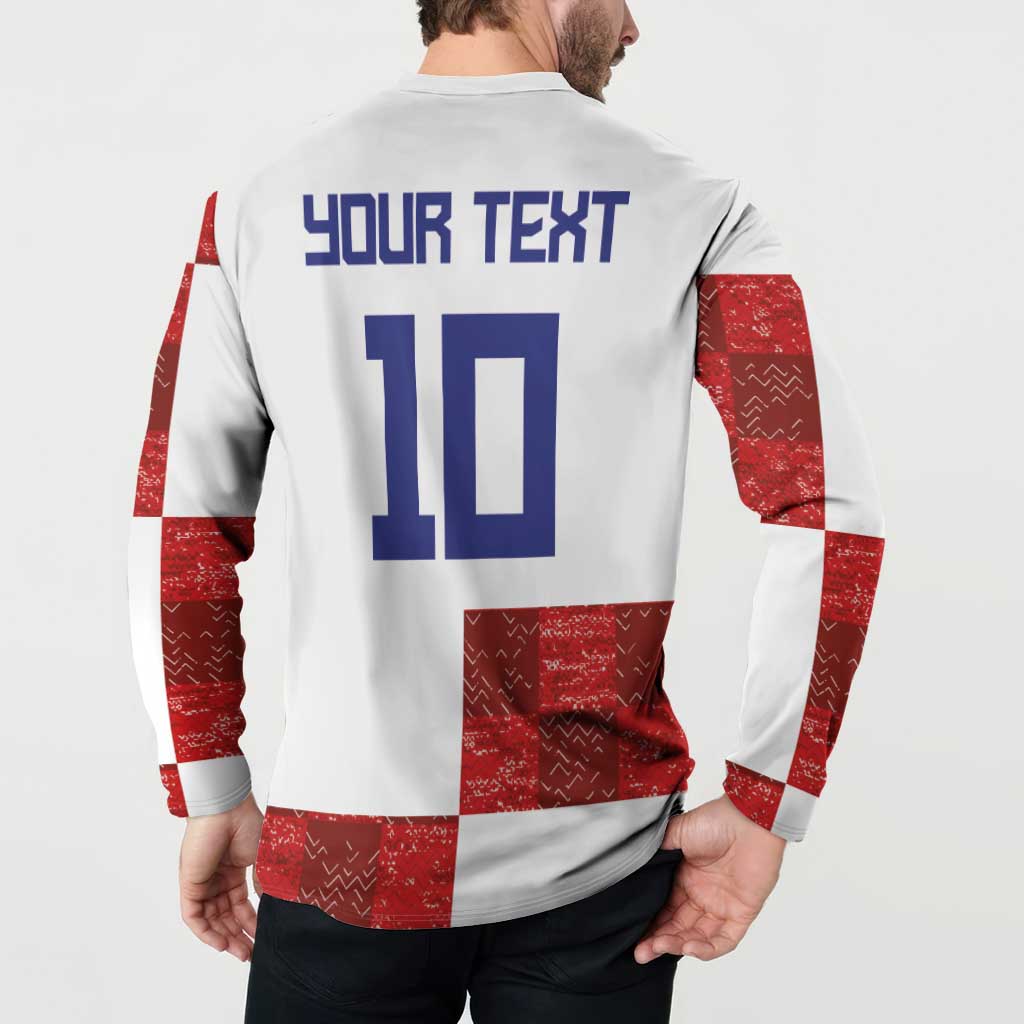 Custom Croatia Football Button Sweatshirt Checkered Ones Sport Grunge Style