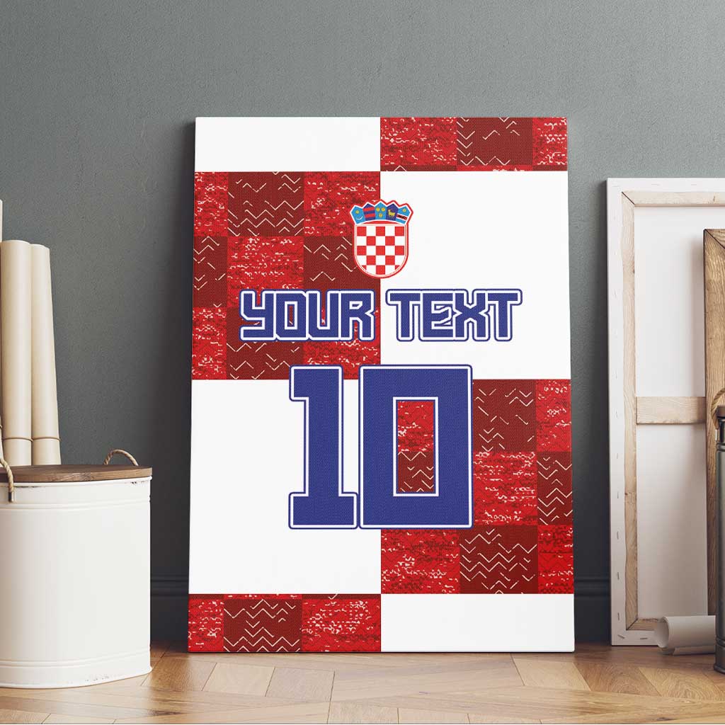 Custom Croatia Football Canvas Wall Art Checkered Ones Sport Grunge Style