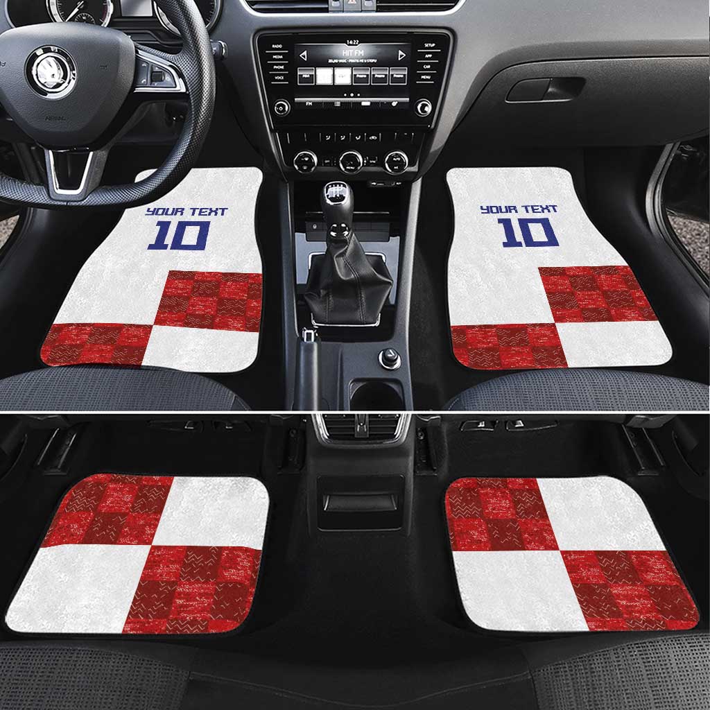 Custom Croatia Football Car Mats Checkered Ones Sport Grunge Style