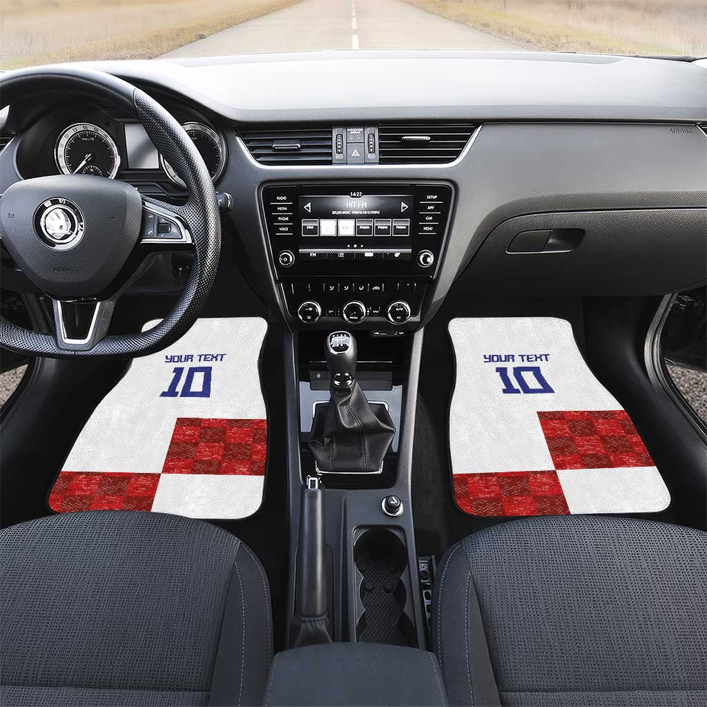Custom Croatia Football Car Mats Checkered Ones Sport Grunge Style