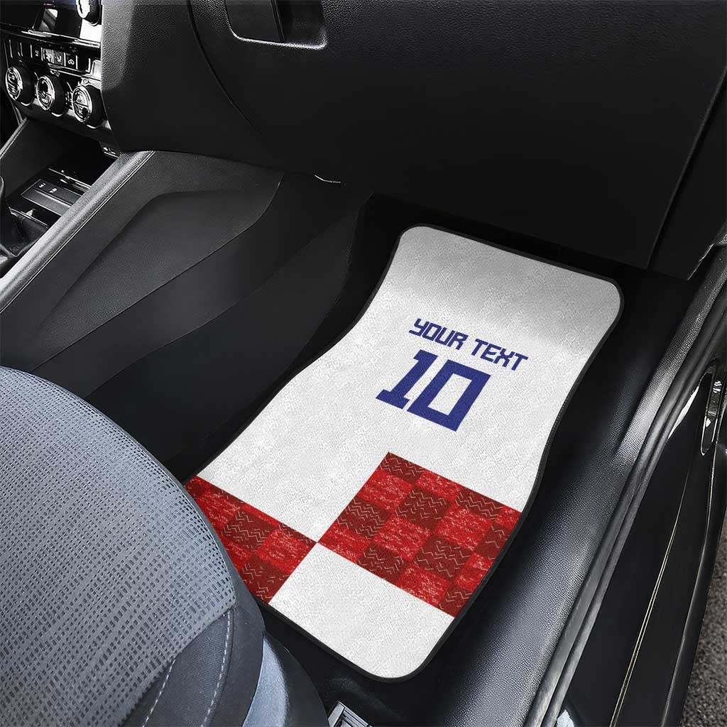 Custom Croatia Football Car Mats Checkered Ones Sport Grunge Style