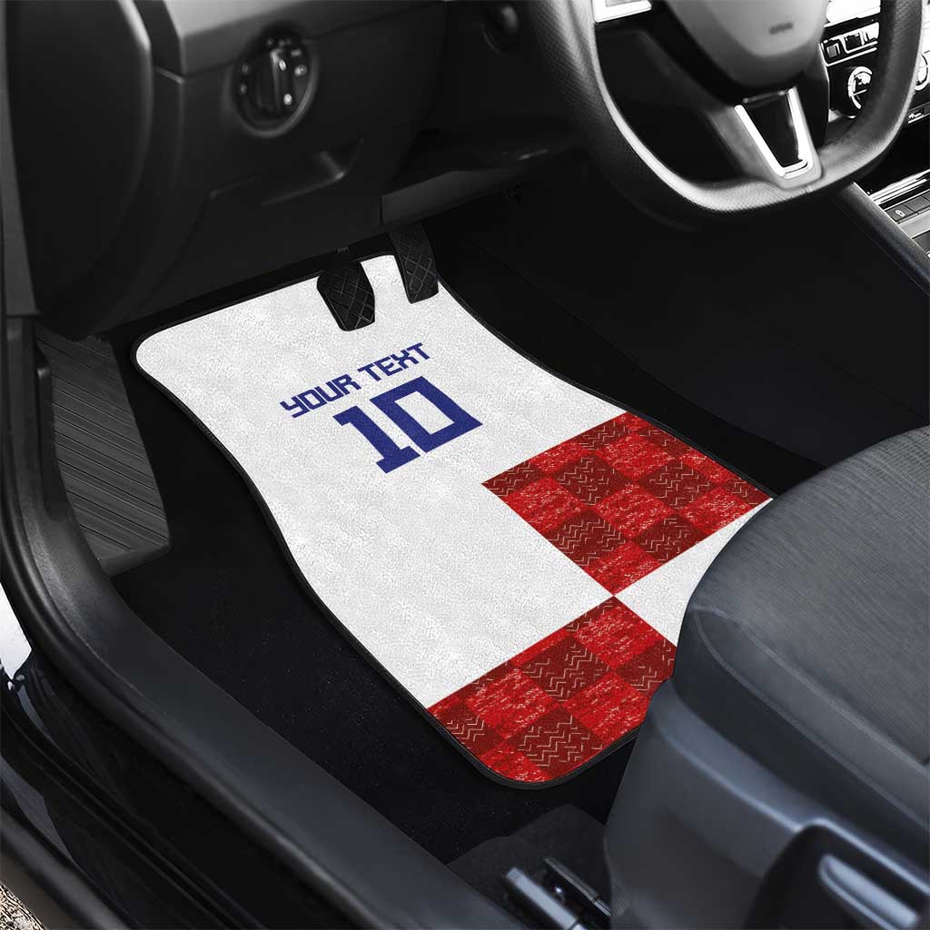 Custom Croatia Football Car Mats Checkered Ones Sport Grunge Style