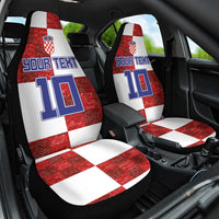 Custom Croatia Football Car Seat Cover Checkered Ones Sport Grunge Style