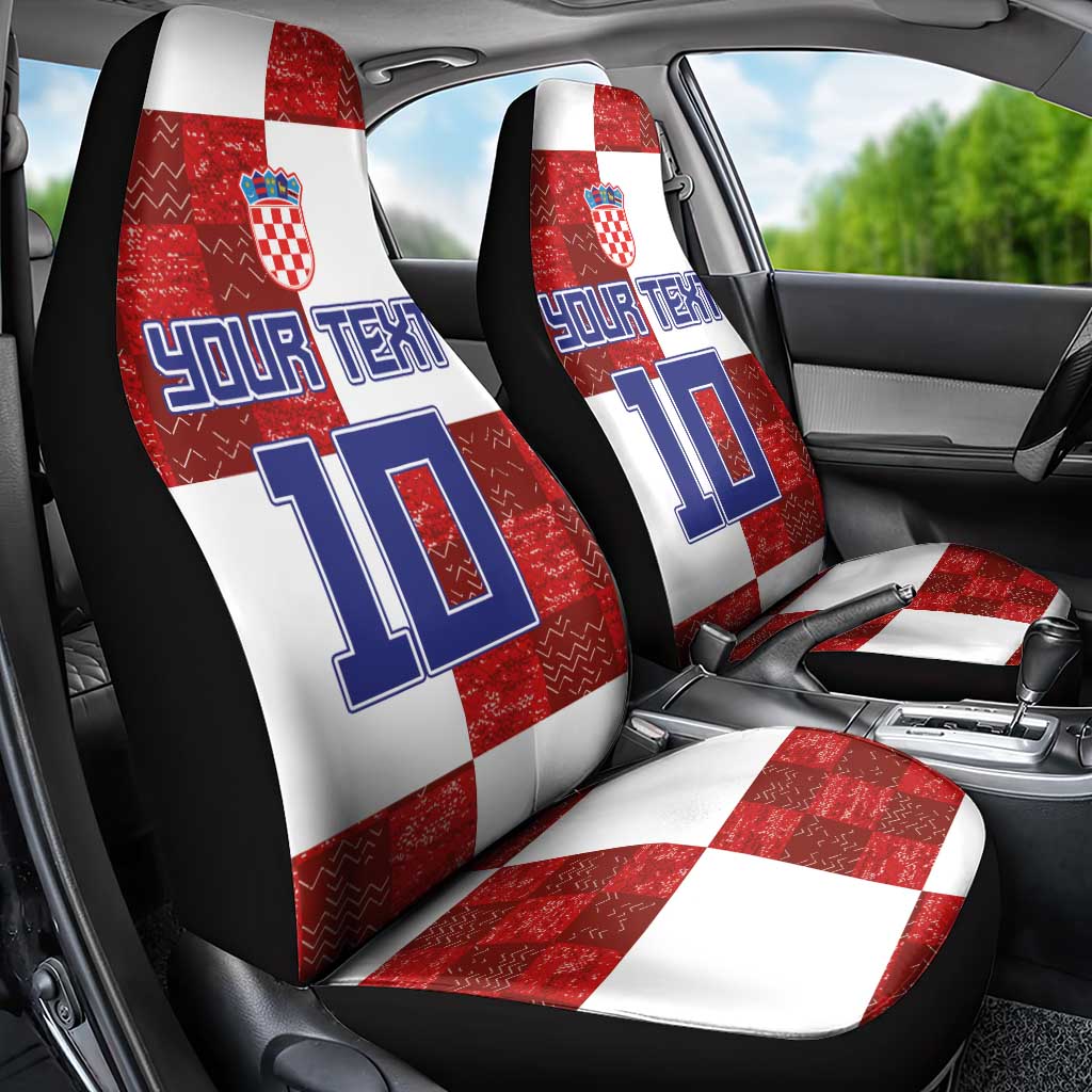 Custom Croatia Football Car Seat Cover Checkered Ones Sport Grunge Style