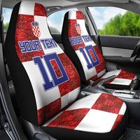 Custom Croatia Football Car Seat Cover Checkered Ones Sport Grunge Style