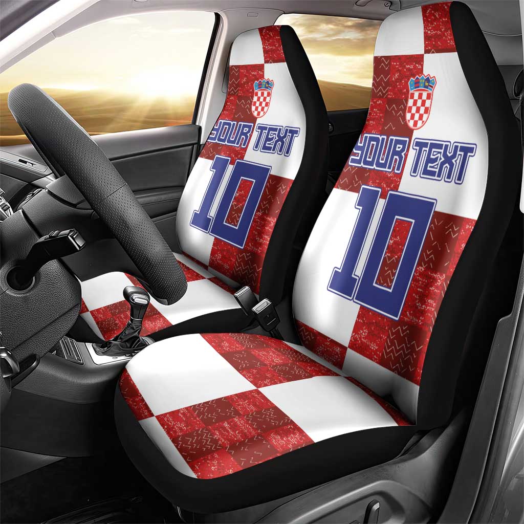 Custom Croatia Football Car Seat Cover Checkered Ones Sport Grunge Style