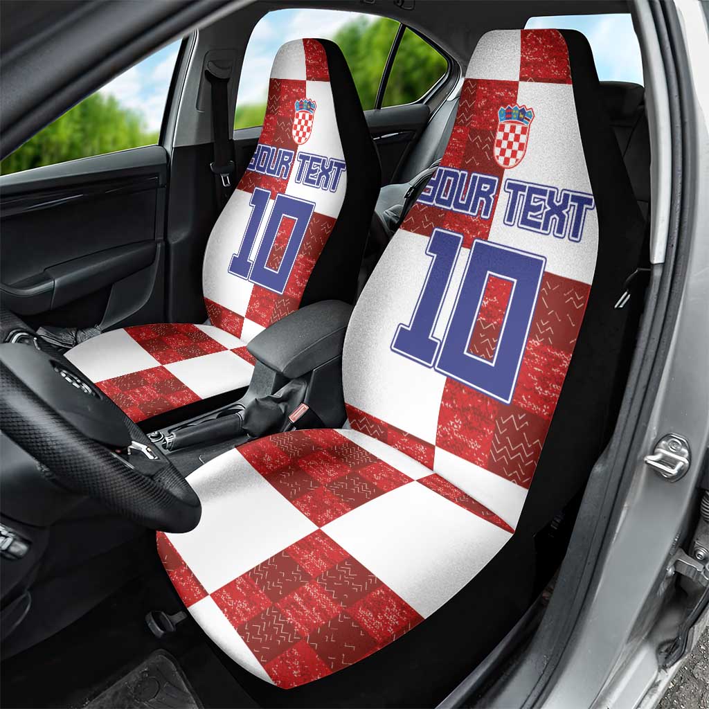Custom Croatia Football Car Seat Cover Checkered Ones Sport Grunge Style