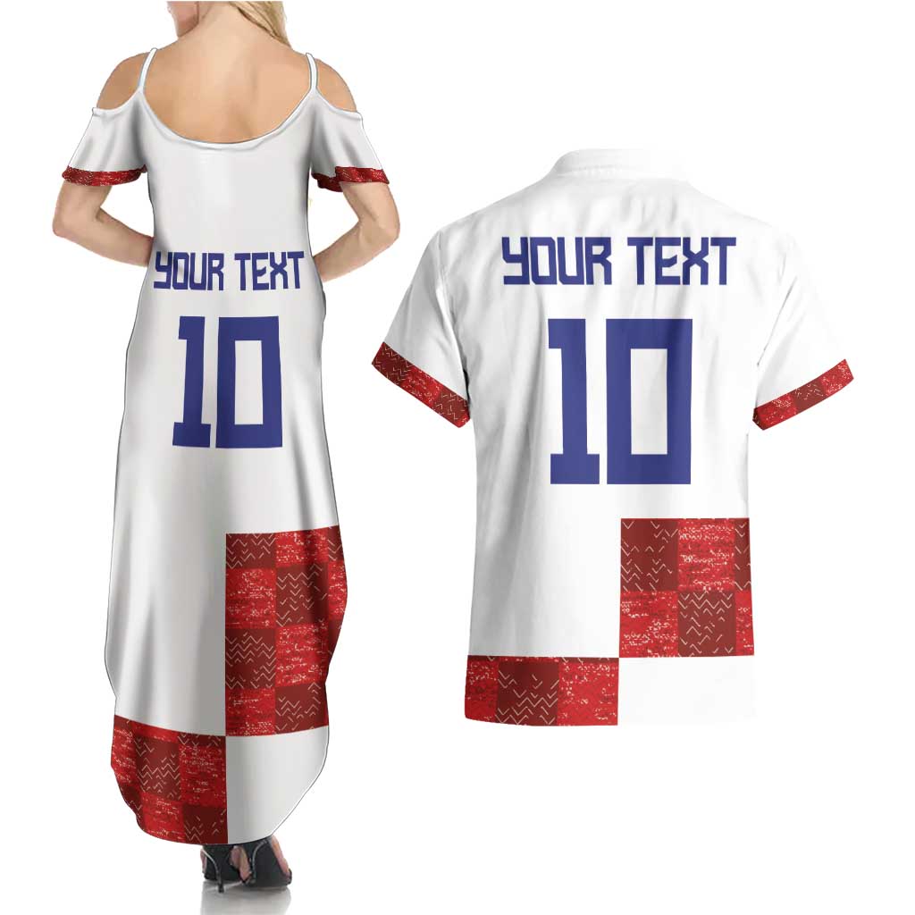 Custom Croatia Football Couples Matching Summer Maxi Dress and Hawaiian Shirt Checkered Ones Sport Grunge Style