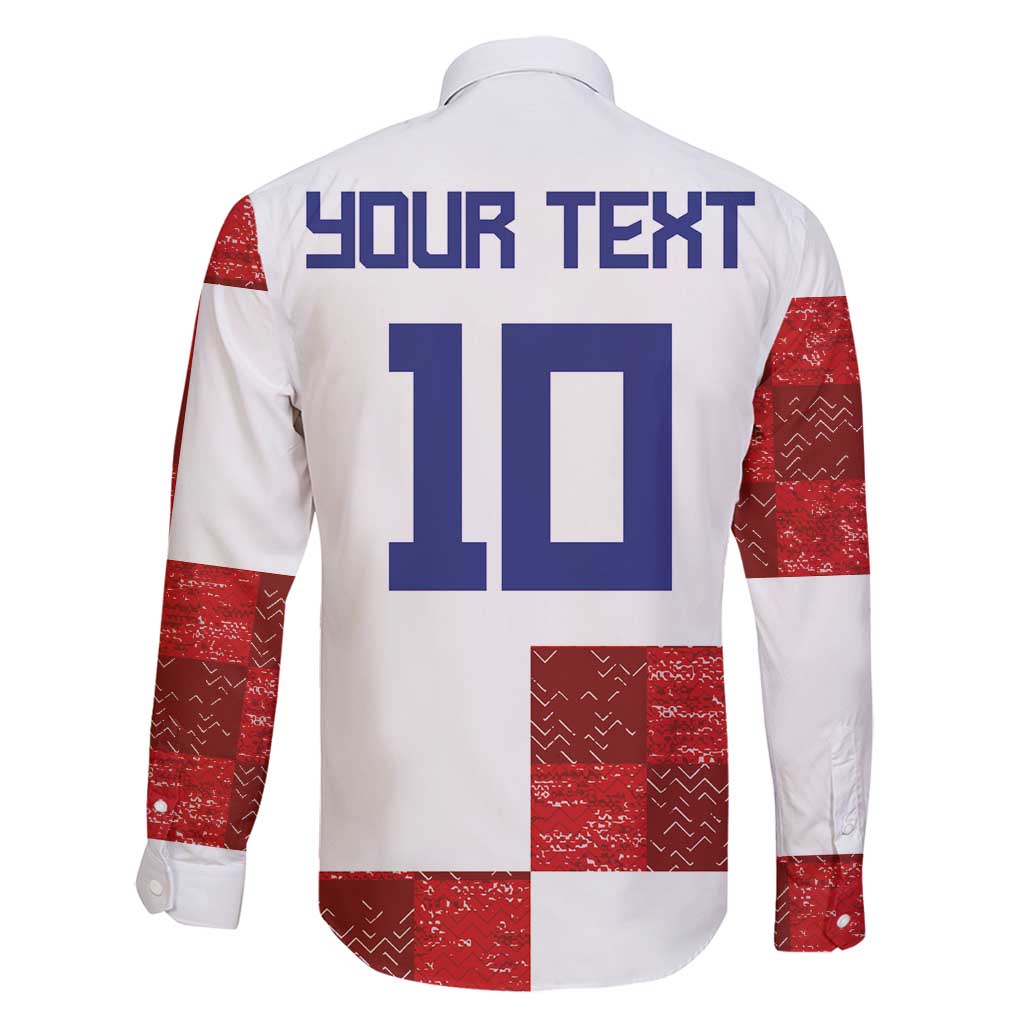 Custom Croatia Football Family Matching Long Sleeve Bodycon Dress and Hawaiian Shirt Checkered Ones Sport Grunge Style