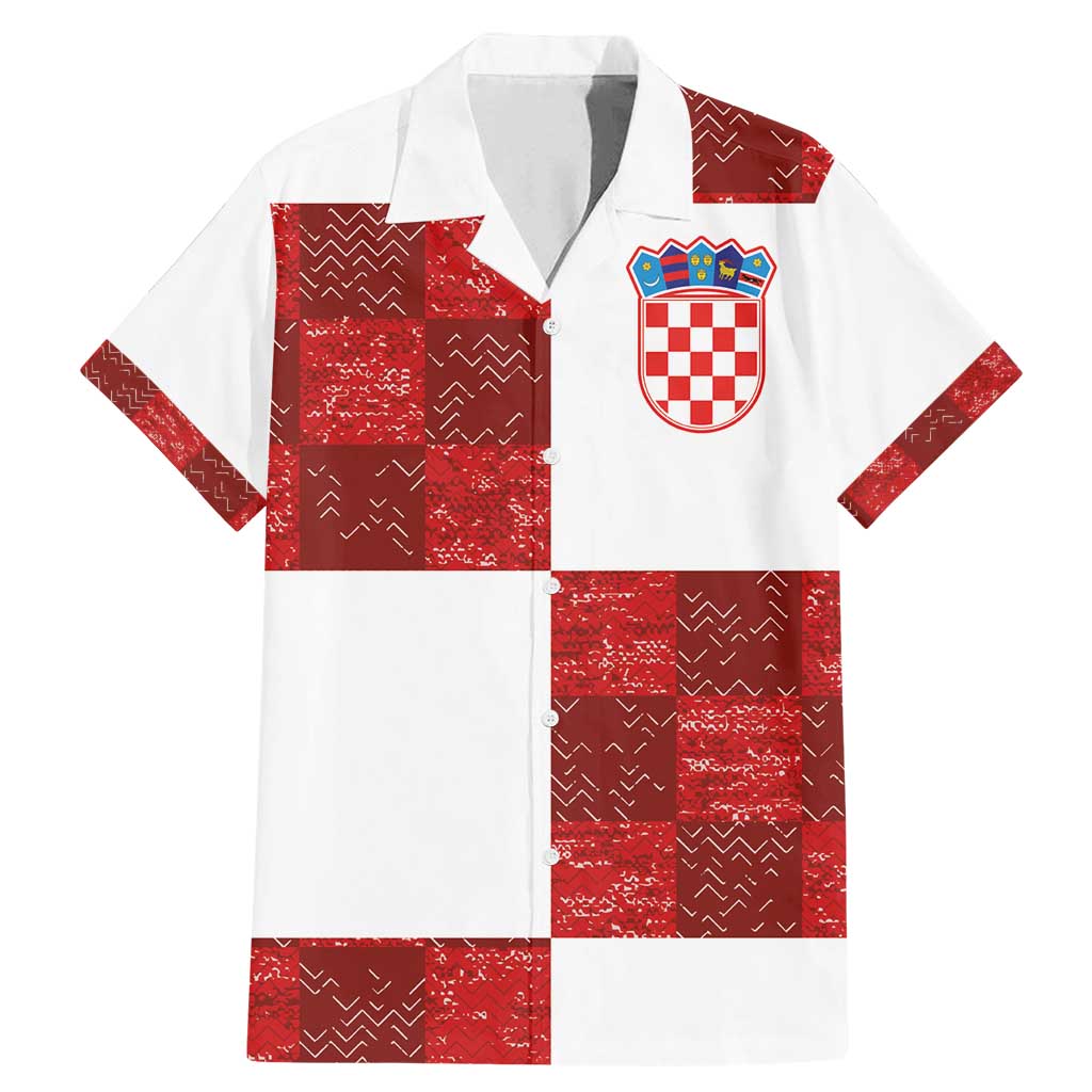 Custom Croatia Football Family Matching Mermaid Dress and Hawaiian Shirt Checkered Ones Sport Grunge Style