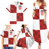Custom Croatia Football Family Matching Summer Maxi Dress and Hawaiian Shirt Checkered Ones Sport Grunge Style