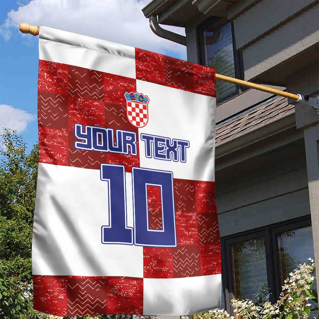 Custom Croatia Football Garden Flag Checkered Ones Sport Grunge Style