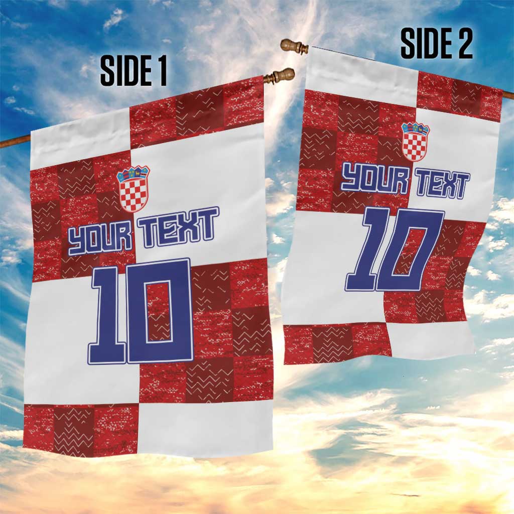 Custom Croatia Football Garden Flag Checkered Ones Sport Grunge Style