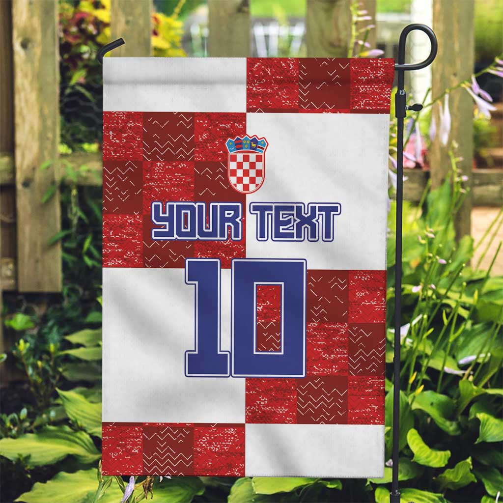 Custom Croatia Football Garden Flag Checkered Ones Sport Grunge Style