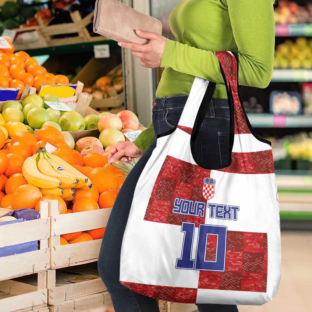 Custom Croatia Football Grocery Bag Checkered Ones Sport Grunge Style