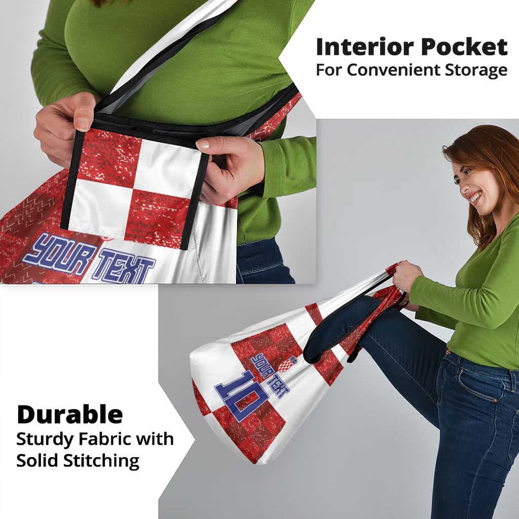 Custom Croatia Football Grocery Bag Checkered Ones Sport Grunge Style