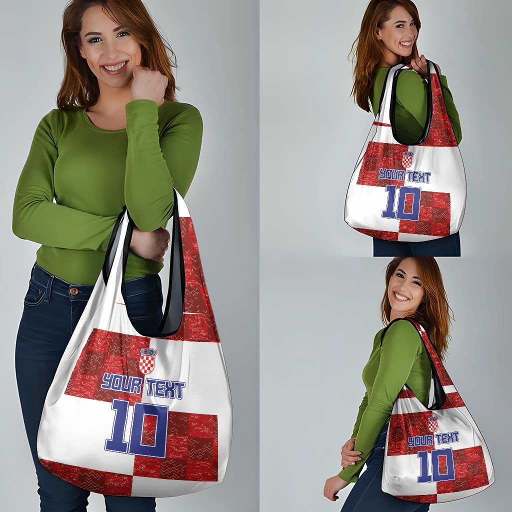 Custom Croatia Football Grocery Bag Checkered Ones Sport Grunge Style