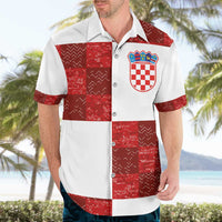 Custom Croatia Football Hawaiian Shirt Checkered Ones Sport Grunge Style