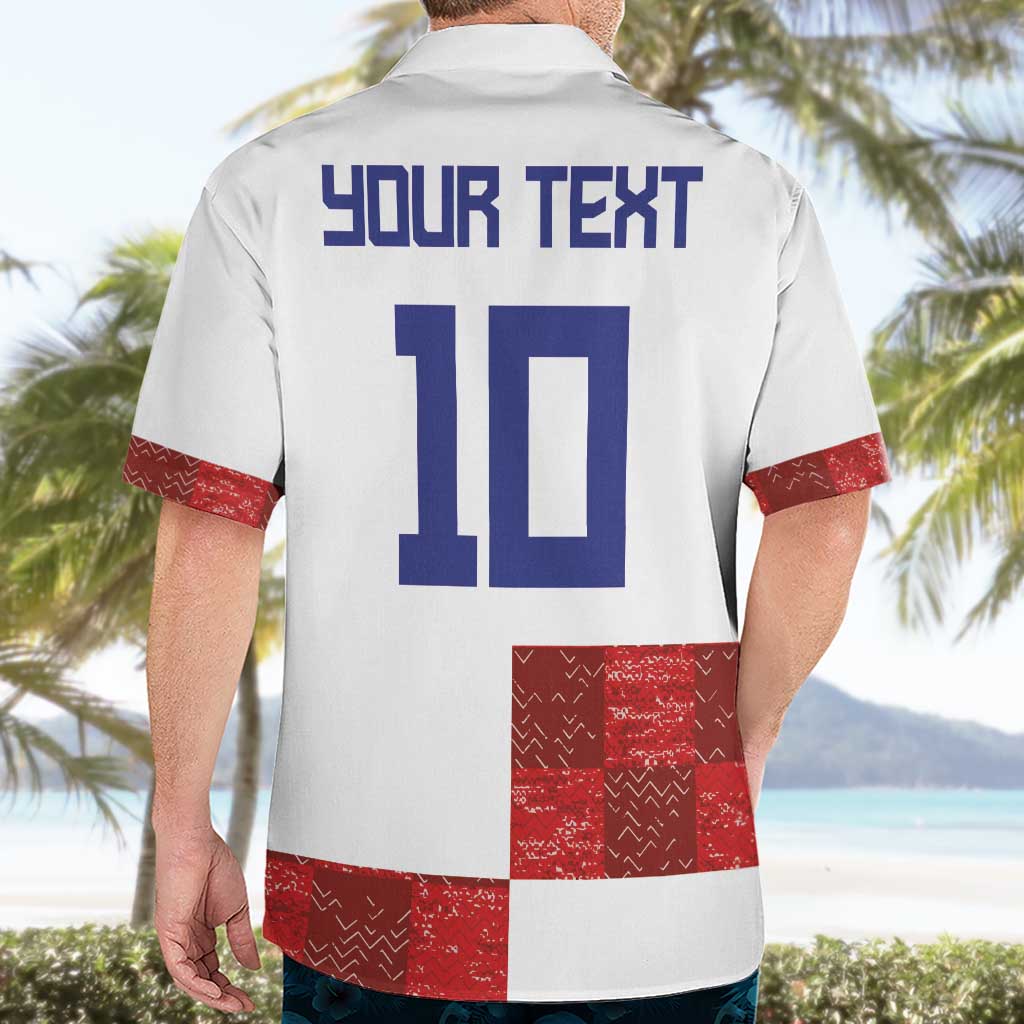 Custom Croatia Football Hawaiian Shirt Checkered Ones Sport Grunge Style