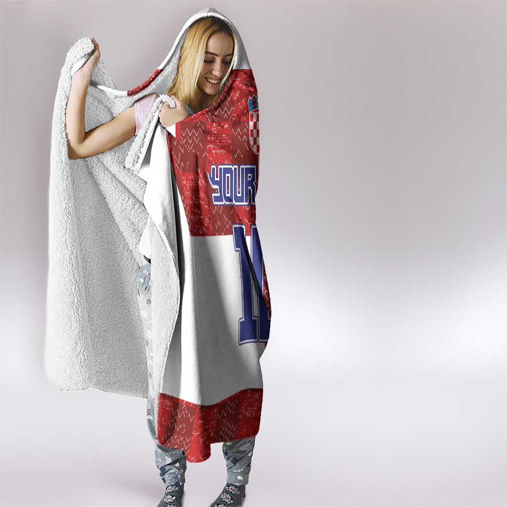Custom Croatia Football Hooded Blanket Checkered Ones Sport Grunge Style
