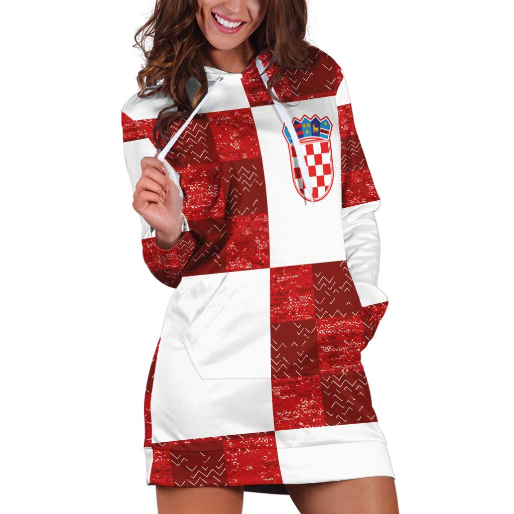 Custom Croatia Football Hoodie Dress Checkered Ones Sport Grunge Style