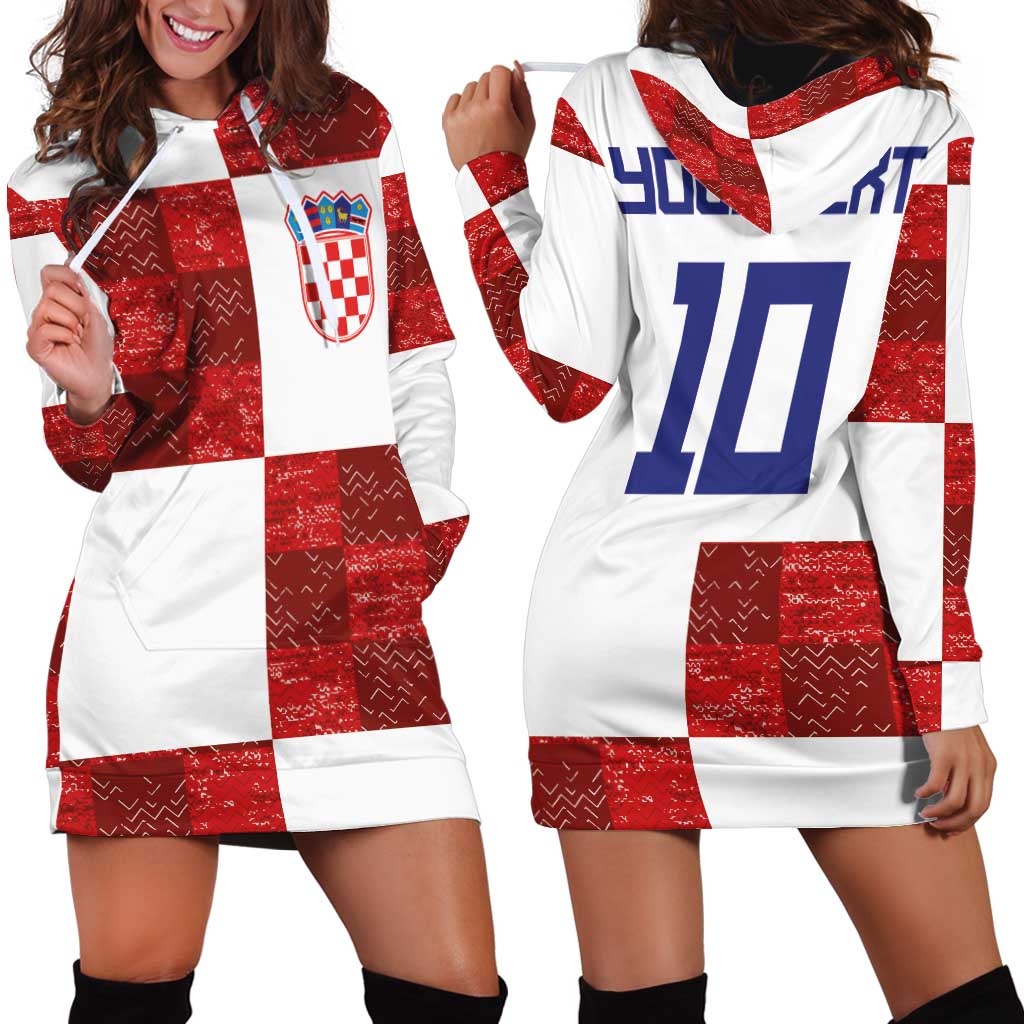 Custom Croatia Football Hoodie Dress Checkered Ones Sport Grunge Style