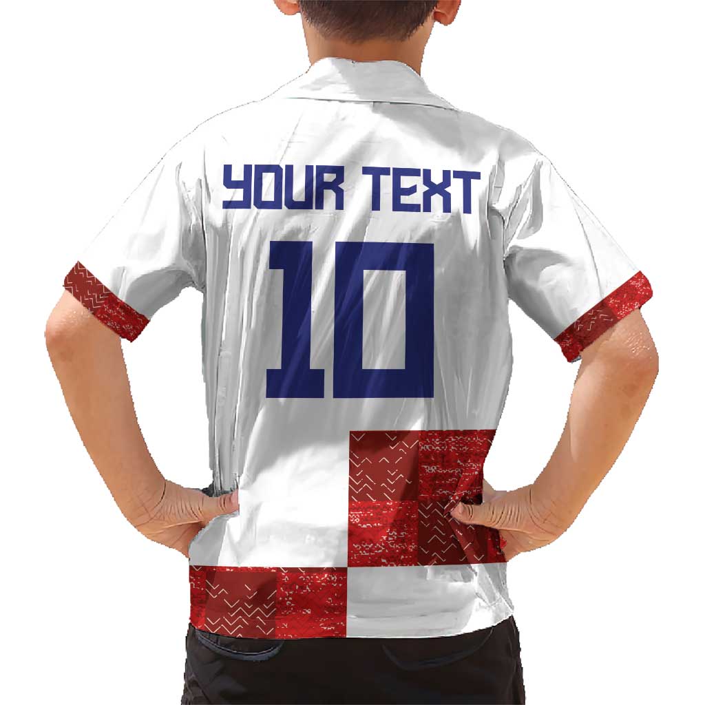 Custom Croatia Football Kid Hawaiian Shirt Checkered Ones Sport Grunge Style