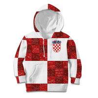 Custom Croatia Football Kid Hoodie Checkered Ones Sport Grunge Style