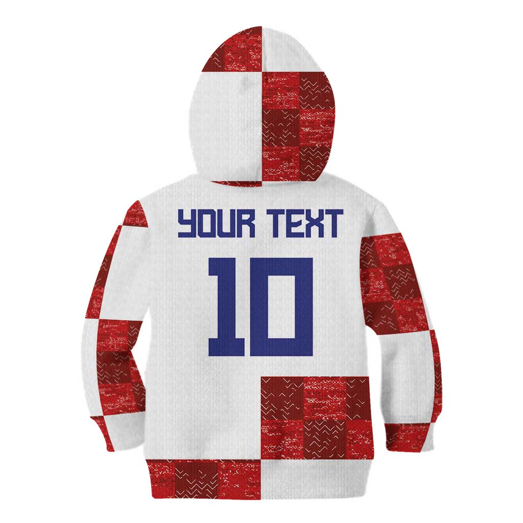 Custom Croatia Football Kid Hoodie Checkered Ones Sport Grunge Style