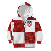 Custom Croatia Football Kid Hoodie Checkered Ones Sport Grunge Style
