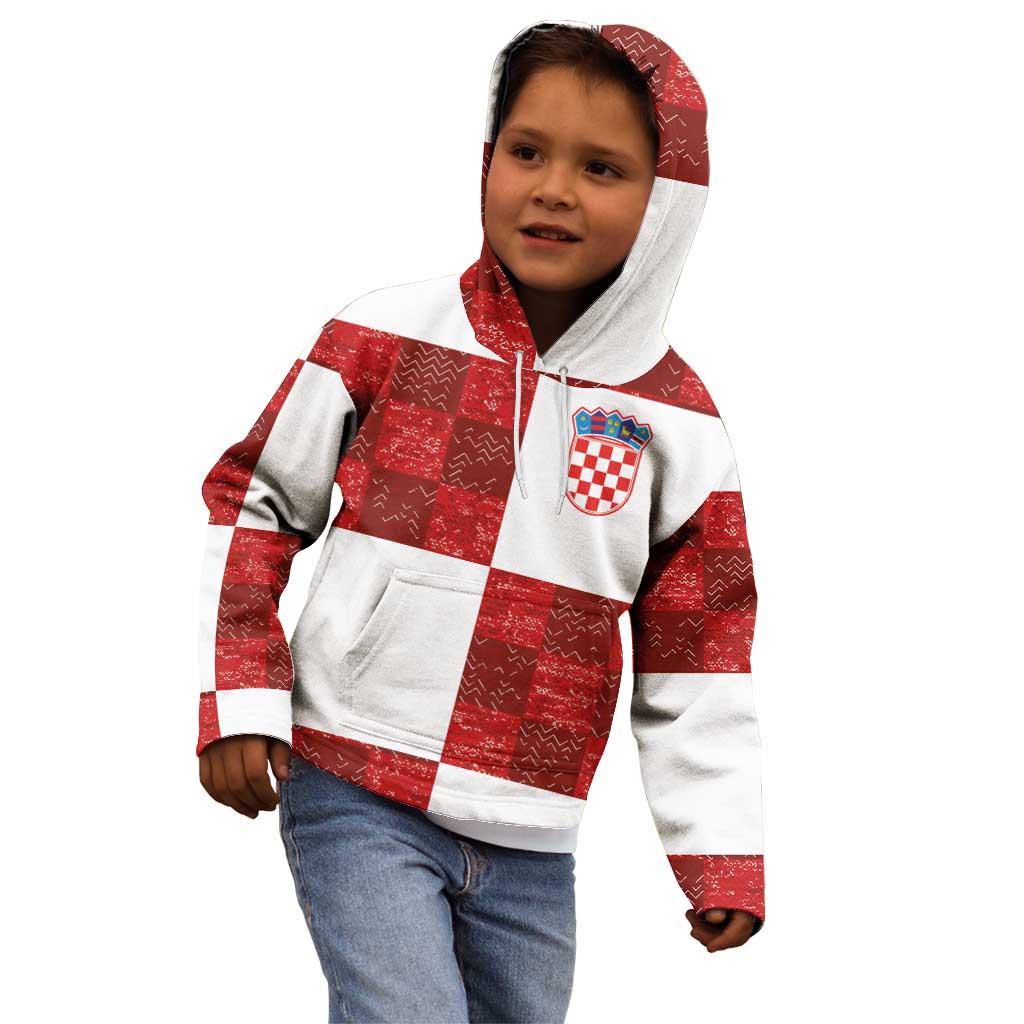 Custom Croatia Football Kid Hoodie Checkered Ones Sport Grunge Style