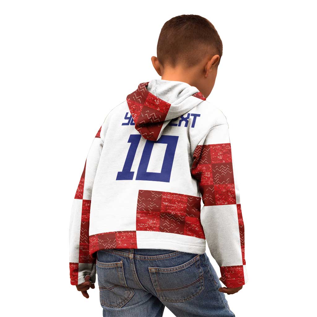 Custom Croatia Football Kid Hoodie Checkered Ones Sport Grunge Style