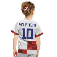 Custom Croatia Football Kid T Shirt Checkered Ones Sport Grunge Style