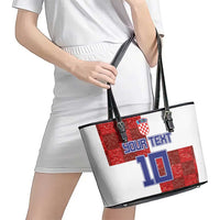 Custom Croatia Football Leather Tote Bag Checkered Ones Sport Grunge Style
