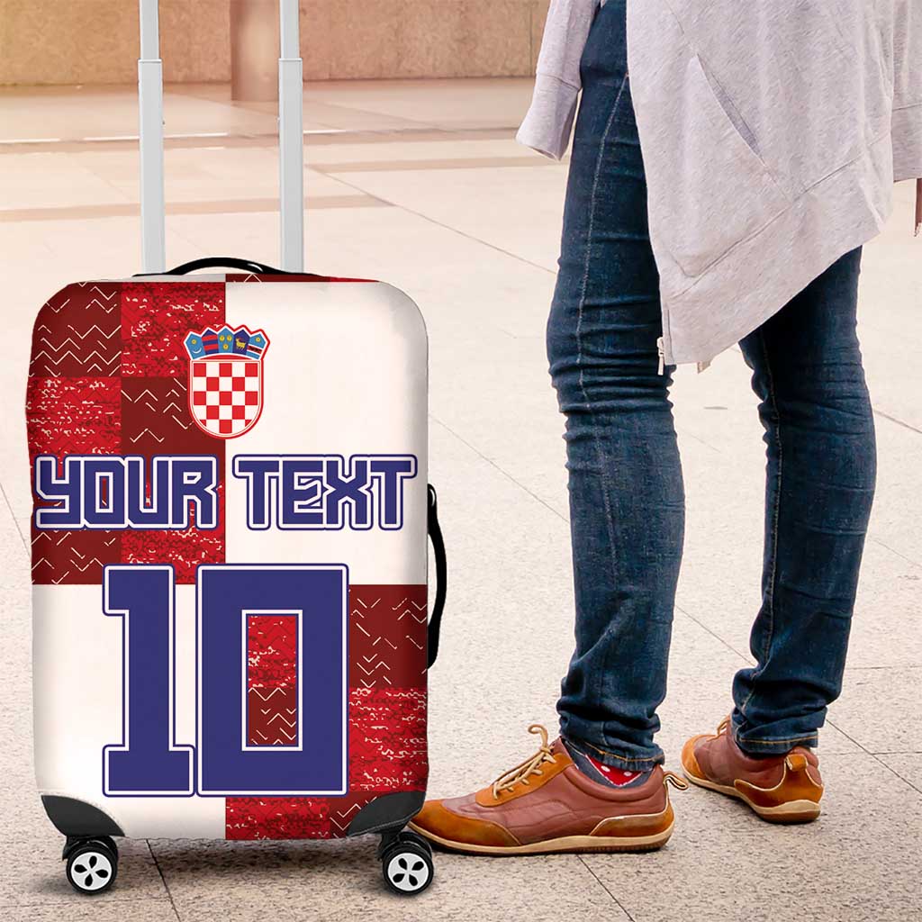 Custom Croatia Football Luggage Cover Checkered Ones Sport Grunge Style