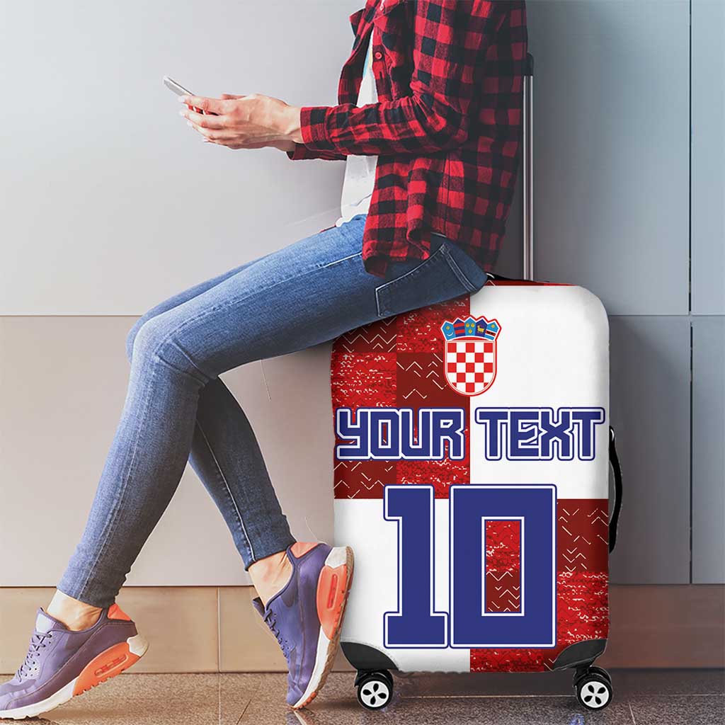 Custom Croatia Football Luggage Cover Checkered Ones Sport Grunge Style