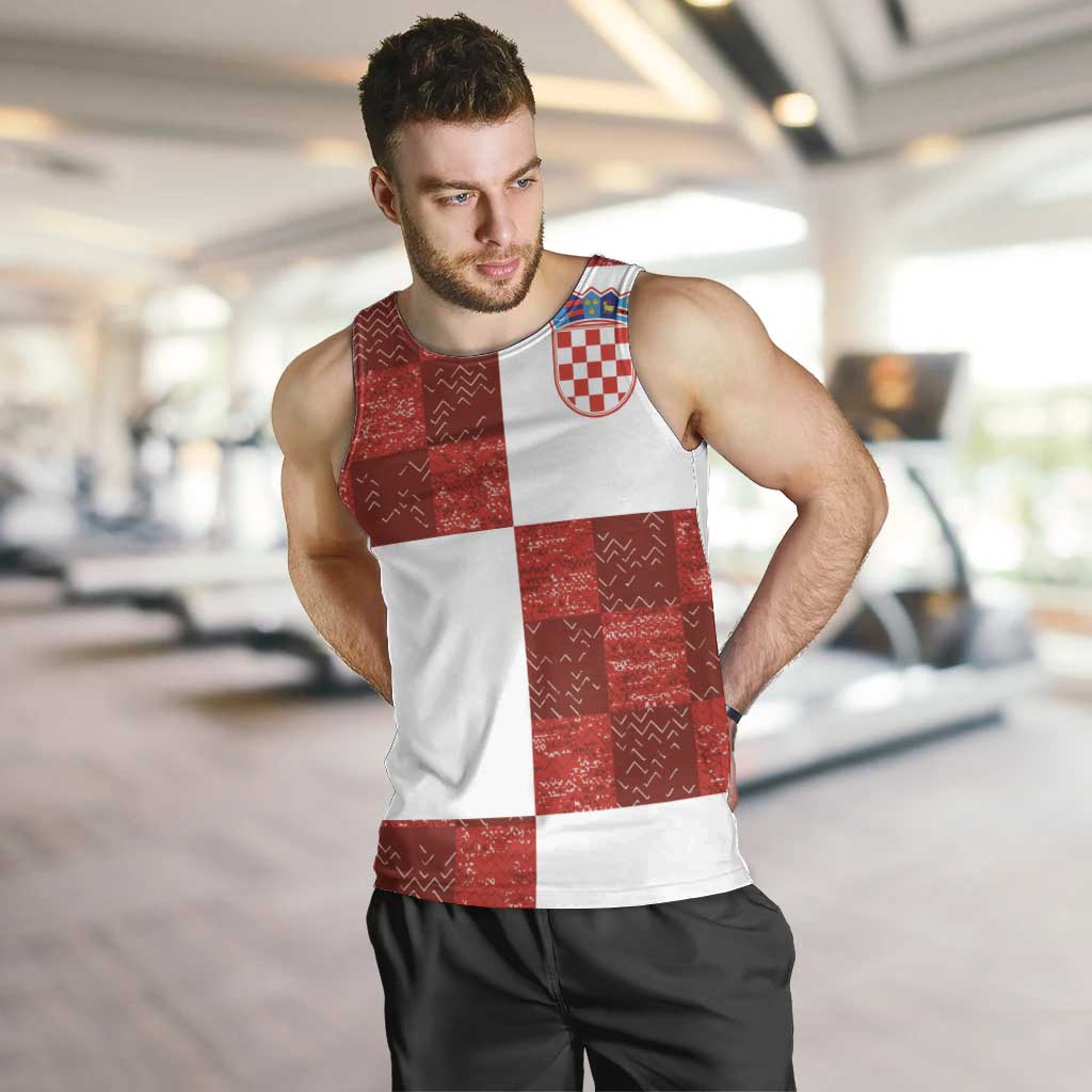 Custom Croatia Football Men Tank Top Checkered Ones Sport Grunge Style