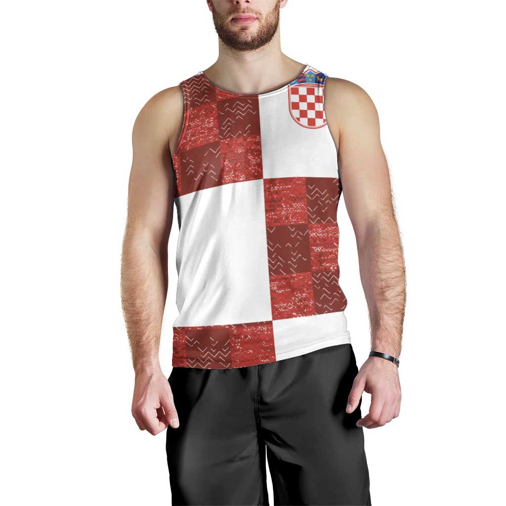 Custom Croatia Football Men Tank Top Checkered Ones Sport Grunge Style
