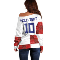 Custom Croatia Football Off Shoulder Sweater Checkered Ones Sport Grunge Style