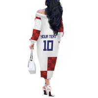 Custom Croatia Football Off The Shoulder Long Sleeve Dress Checkered Ones Sport Grunge Style