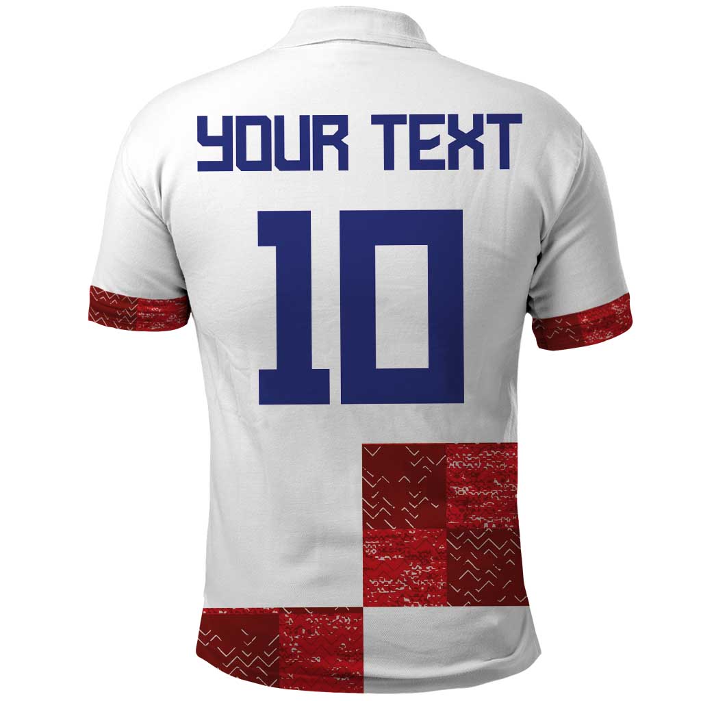 Custom Croatia Football Polo Shirt Checkered Ones Sport Grunge Style