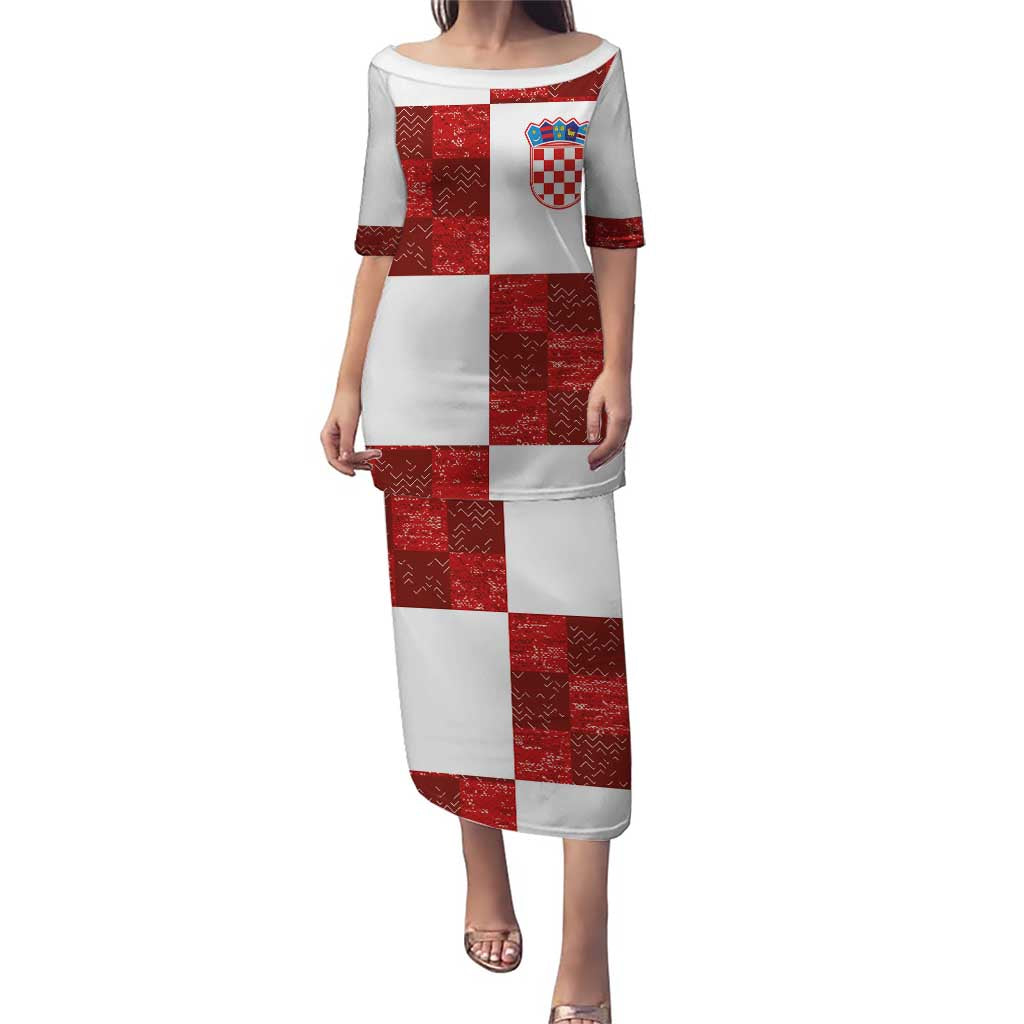 Custom Croatia Football Puletasi Checkered Ones Sport Grunge Style