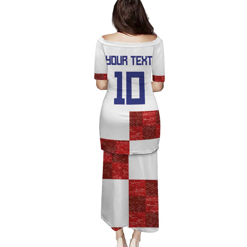 Custom Croatia Football Puletasi Checkered Ones Sport Grunge Style