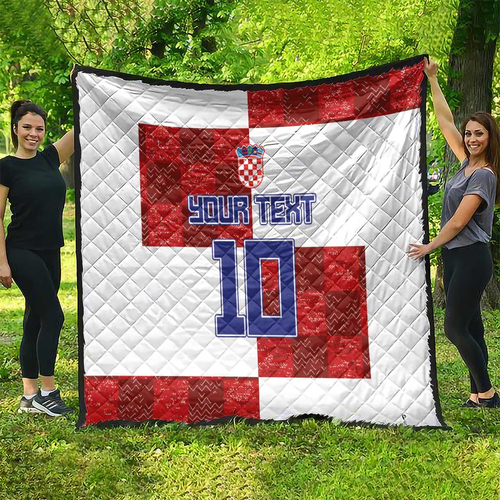 Custom Croatia Football Quilt Checkered Ones Sport Grunge Style