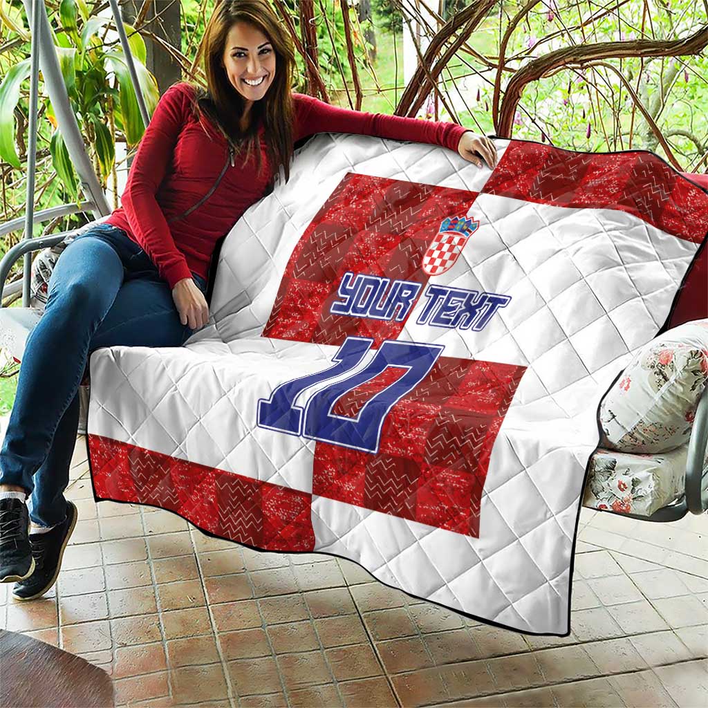 Custom Croatia Football Quilt Checkered Ones Sport Grunge Style
