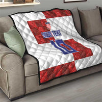 Custom Croatia Football Quilt Checkered Ones Sport Grunge Style