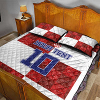Custom Croatia Football Quilt Bed Set Checkered Ones Sport Grunge Style