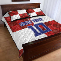 Custom Croatia Football Quilt Bed Set Checkered Ones Sport Grunge Style