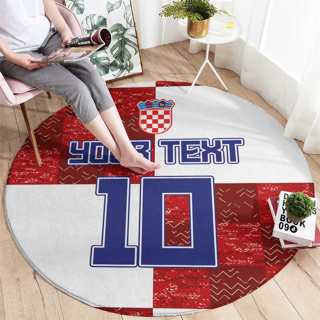 Custom Croatia Football Round Carpet Checkered Ones Sport Grunge Style
