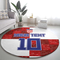 Custom Croatia Football Round Carpet Checkered Ones Sport Grunge Style